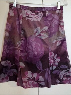 East 5th Purple Floral A-Line Gored Skirt Cotton